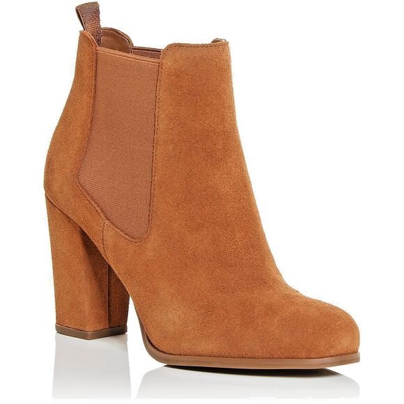 Michael Kors Suede "Lottie" Bootie in Luggage Tan Hard To Find 8.5 Heeled logoMK - Picture 2 of 8
